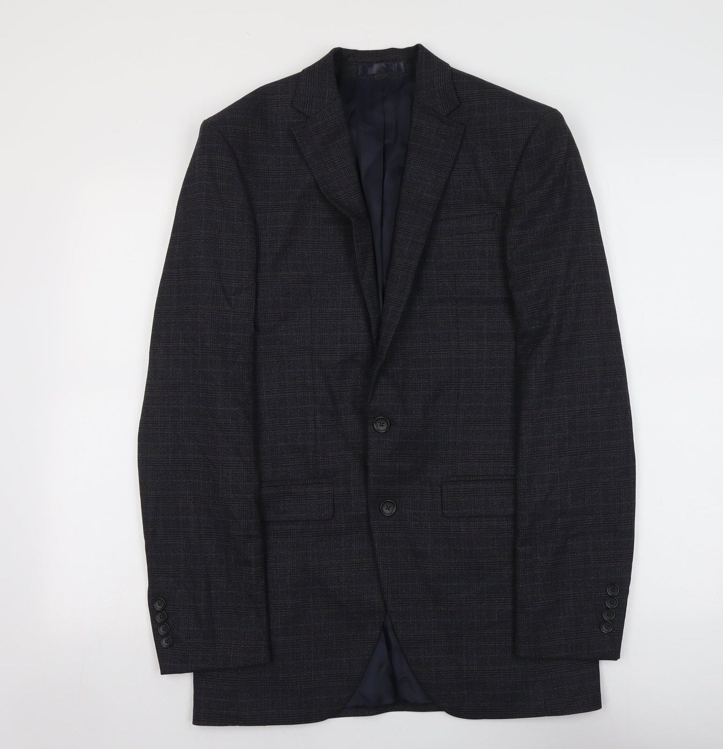 Marks and Spencer Mens Blue Geometric Polyester Jacket Suit Jacket Size S Regular