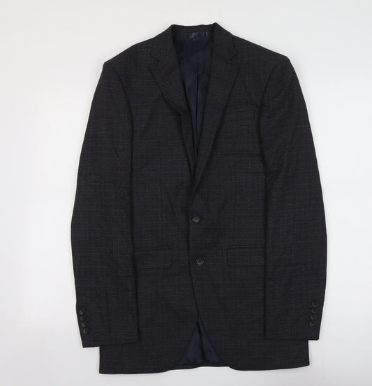 Marks and Spencer Mens Blue Geometric Polyester Jacket Suit Jacket Size S Regular