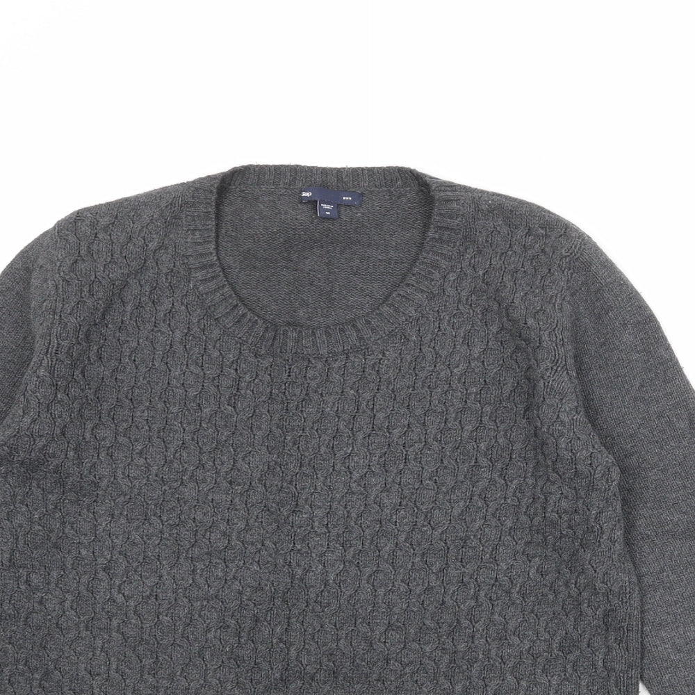 Gap Womens Grey Round Neck Cotton Pullover Jumper Size M