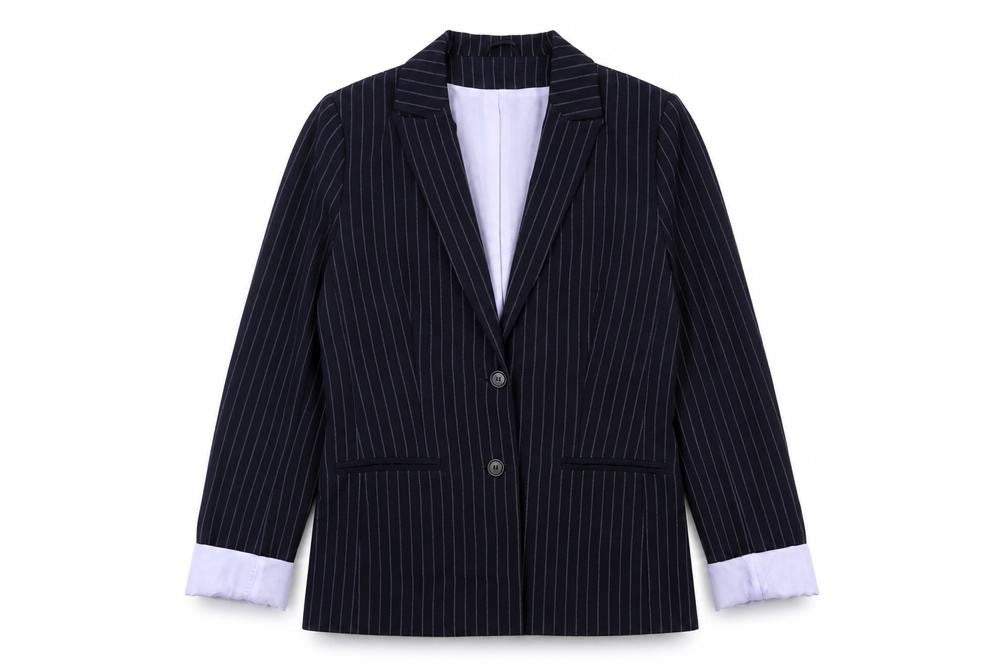 Dorothy Perkins Womens Black Striped Polyester Jacket Suit Jacket Size 10