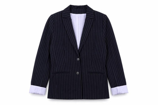 Dorothy Perkins Womens Black Striped Polyester Jacket Suit Jacket Size 10