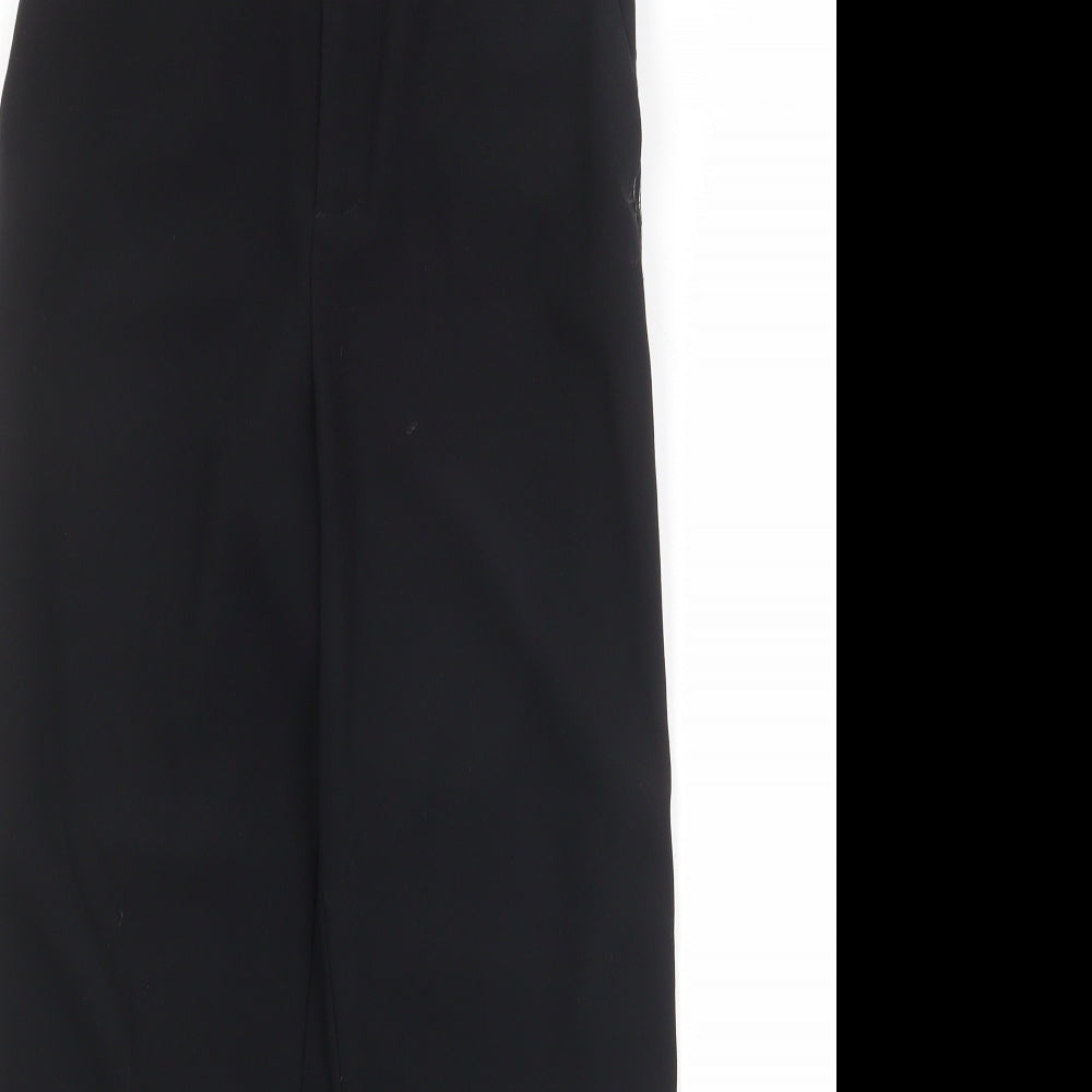Zara Womens Black Polyester Trousers Size 6 Regular Zip - Side Stripe Detail