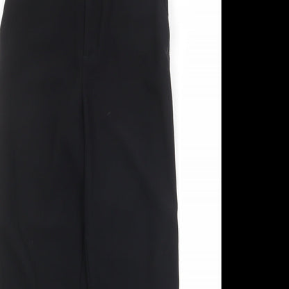 Zara Womens Black Polyester Trousers Size 6 Regular Zip - Side Stripe Detail