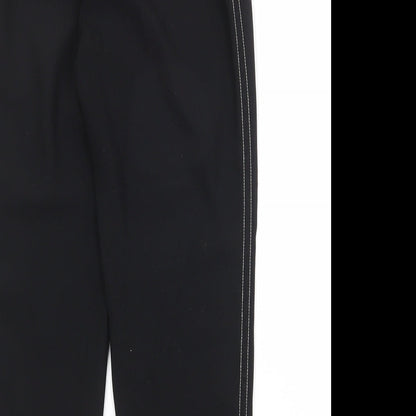 Zara Womens Black Polyester Trousers Size 6 Regular Zip - Side Stripe Detail