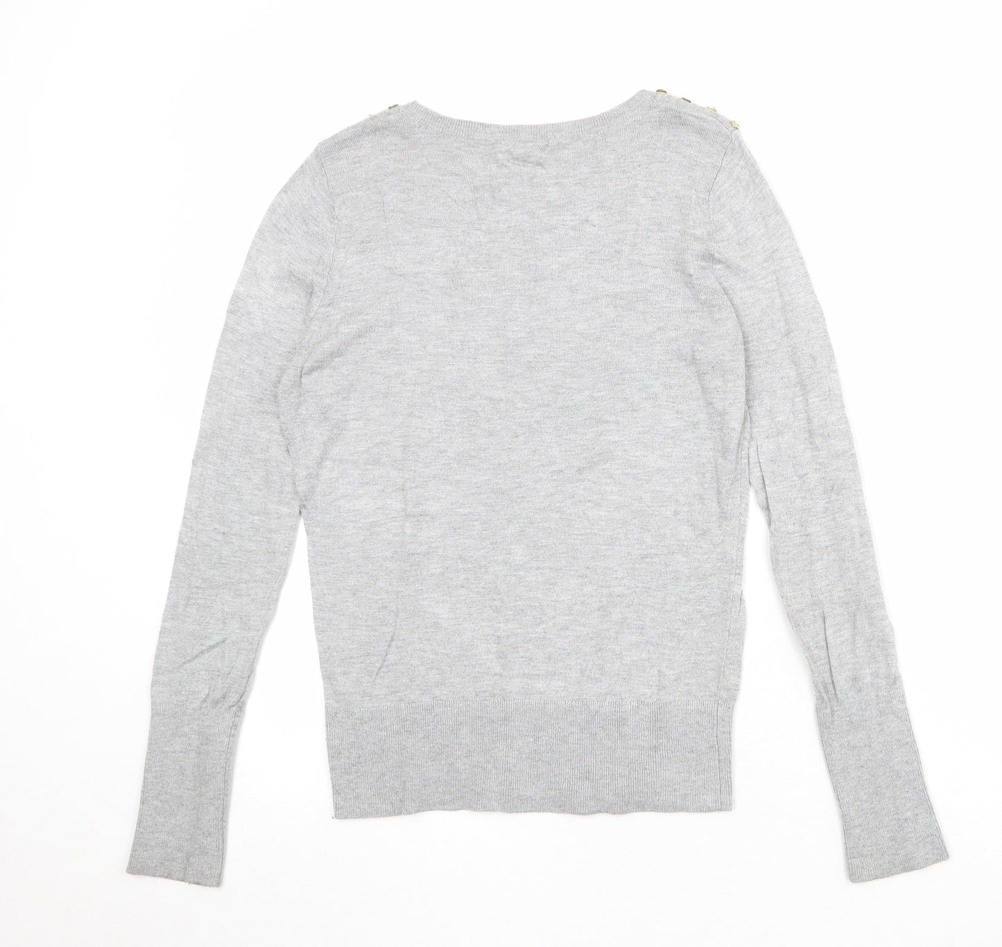 H&M Womens Grey Round Neck Viscose Pullover Jumper Size M