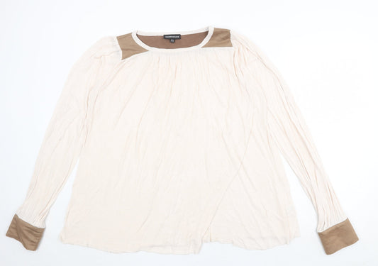 Warehouse Womens Beige Round Neck Viscose Pullover Jumper Size 12