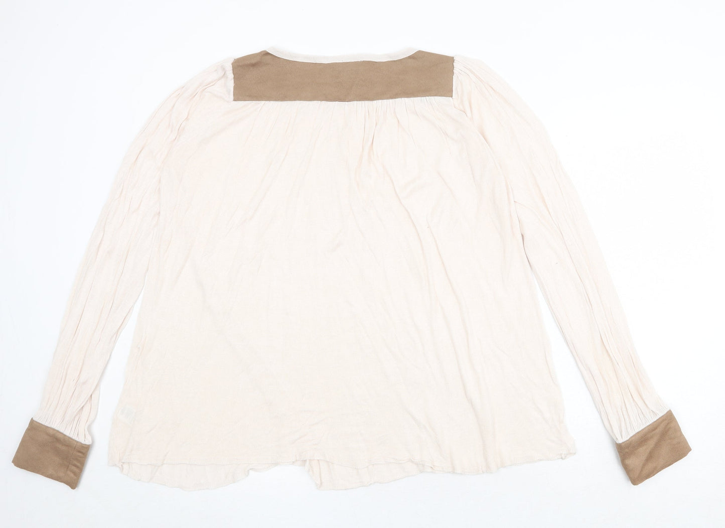 Warehouse Womens Beige Round Neck Viscose Pullover Jumper Size 12