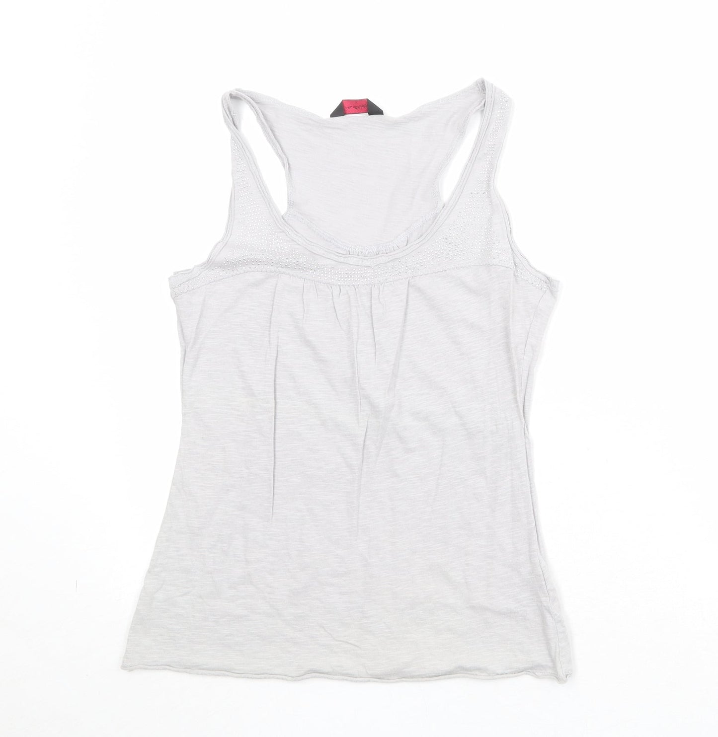 Miss Selfridge Womens Grey 100% Cotton Basic Tank Size 12 Round Neck