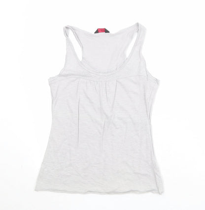 Additional front view of Miss Selfridge women’s grey 100% cotton basic tank, size UK 12, round neck