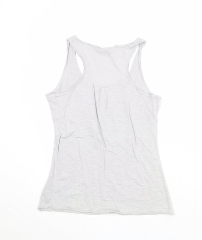 Back view of Miss Selfridge women’s grey 100% cotton basic tank, size UK 12, round neck