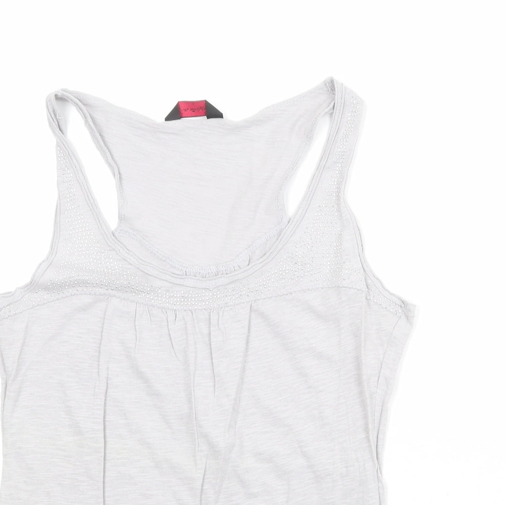 Miss Selfridge Womens Grey 100% Cotton Basic Tank Size 12 Round Neck