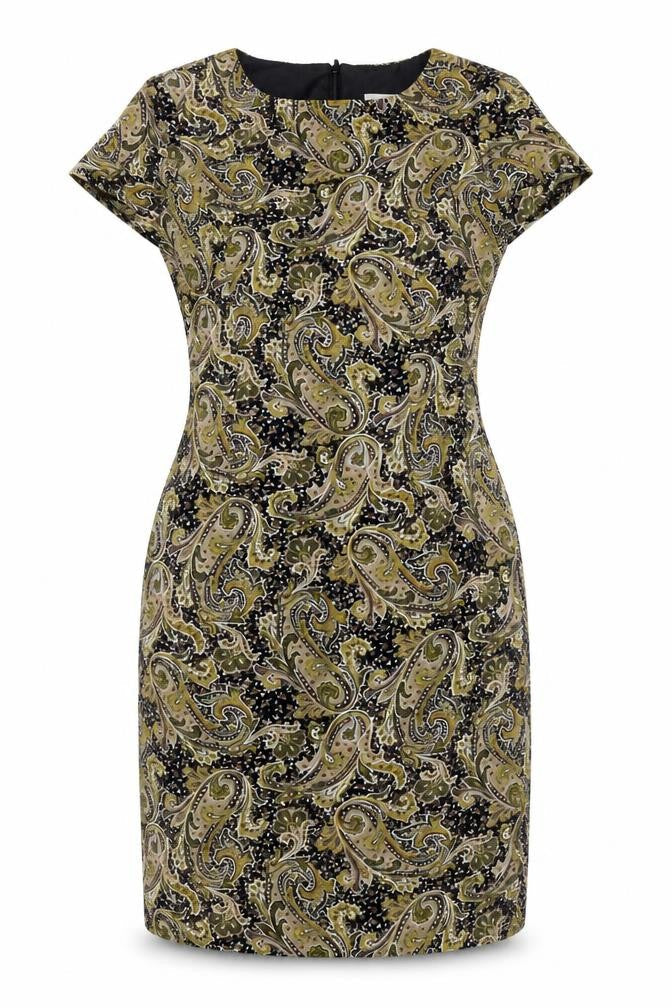 Annabelle Womens Multicoloured Paisley Viscose Sheath Size 10 Boat Neck Zip