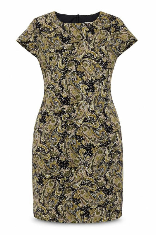 Annabelle Womens Multicoloured Paisley Viscose Sheath Size 10 Boat Neck Zip
