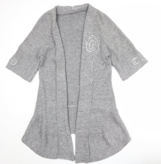 Roman Womens Grey V-Neck Wool Cardigan Jumper Size 10