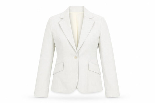 H&M Womens Ivory Striped Cotton Jacket Blazer Size 10