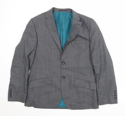 Marks & Spencer Mens Grey Striped Polyester Jacket Suit Jacket Size 38 Regular
