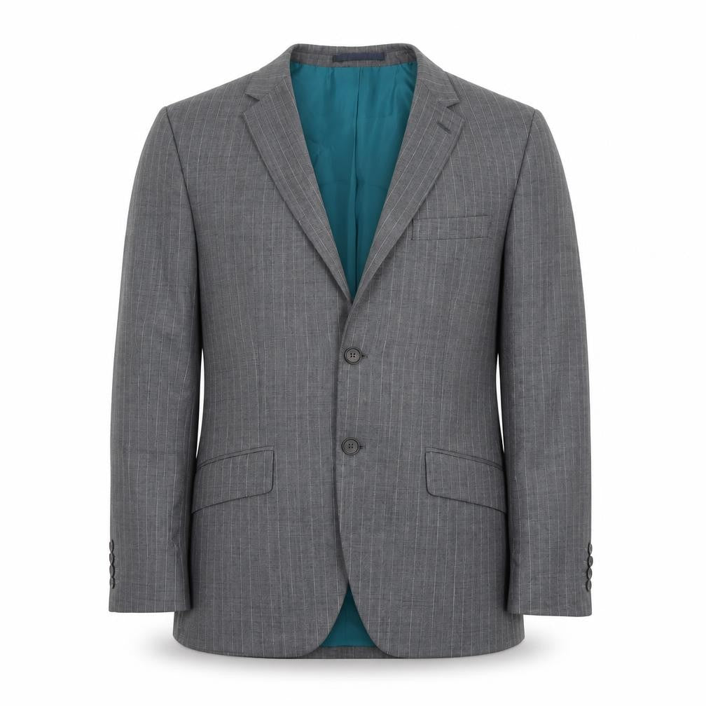 Marks & Spencer Mens Grey Striped Polyester Jacket Suit Jacket Size 38 Regular