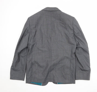Marks & Spencer Mens Grey Striped Polyester Jacket Suit Jacket Size 38 Regular