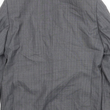 Marks & Spencer Mens Grey Striped Polyester Jacket Suit Jacket Size 38 Regular
