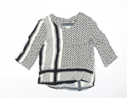 Saint Tropez Clothing Womens White Geometric Viscose Basic Blouse Size S V-Neck