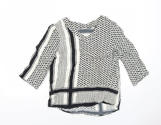 Saint Tropez Clothing Womens White Geometric Viscose Basic Blouse Size S V-Neck