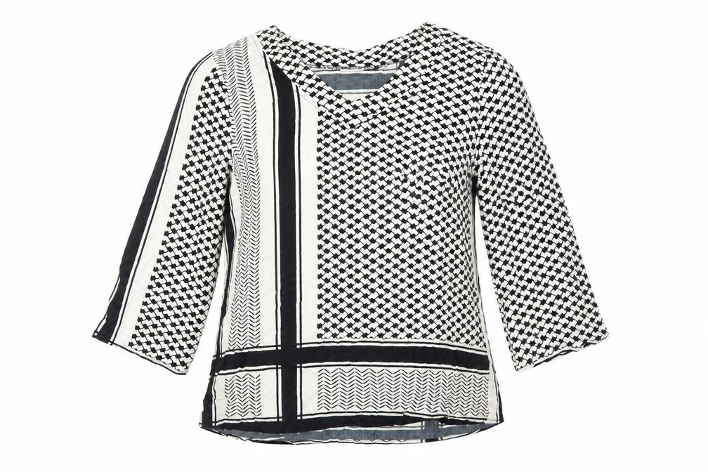 Saint Tropez Clothing Womens White Geometric Viscose Basic Blouse Size S V-Neck