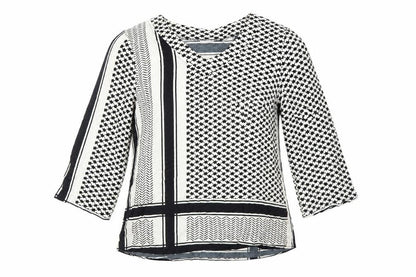 Saint Tropez Clothing Womens White Geometric Viscose Basic Blouse Size S V-Neck