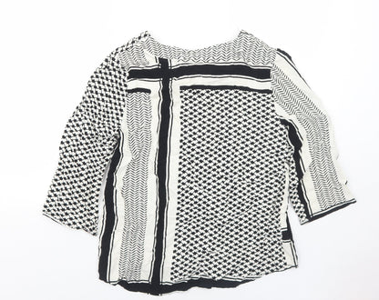 Saint Tropez Clothing Womens White Geometric Viscose Basic Blouse Size S V-Neck