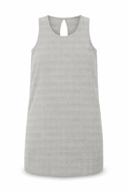 River Island Womens Grey Plaid Camel Shift Size 8 Round Neck Button