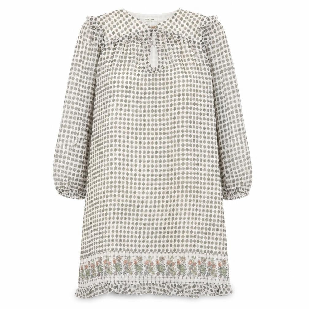 Max Studio Womens Ivory Geometric Polyester Shift Size M V-Neck Button