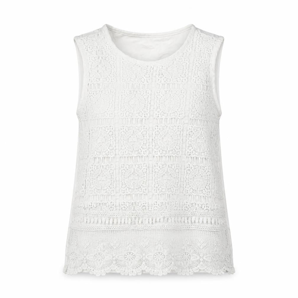 New Look Womens White Viscose Basic Tank Size 8 Round Neck