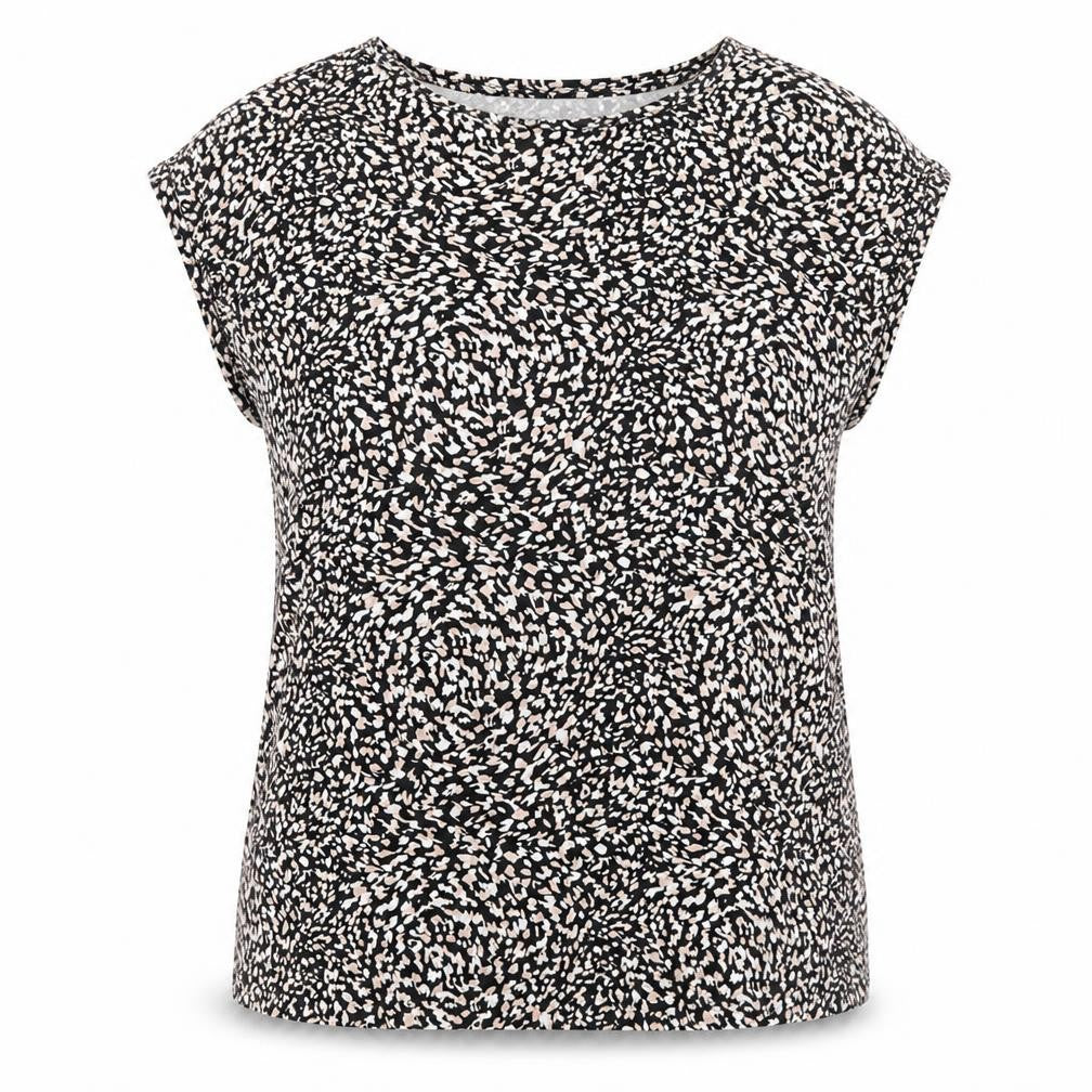 Dorothy Perkins Womens Black Geometric Cotton Basic Blouse Size 16 Round Neck