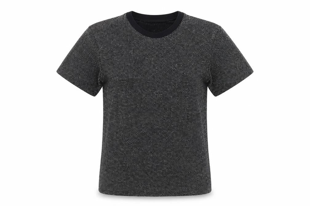 Reclaimed Vintage Womens Black Geometric Polyester Basic T-Shirt Size S Round Neck