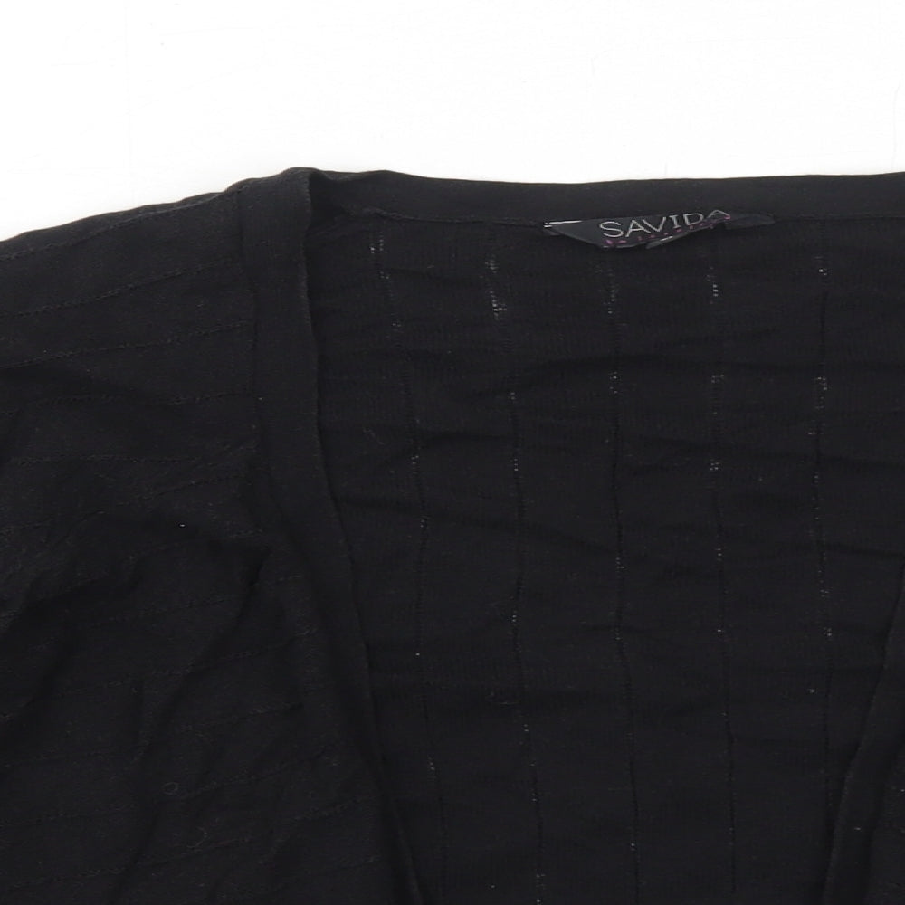 Savida Womens Black V-Neck Acrylic Cardigan Jumper Size 12