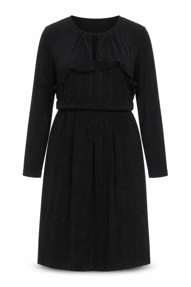 JoJo Maman Bébé Womens Black Striped Polyamide Trapeze & Swing Size S Round Neck Pullover