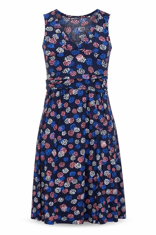 JoJo Maman Bébé Womens Blue Geometric Viscose Trapeze & Swing Size S Round Neck Pullover