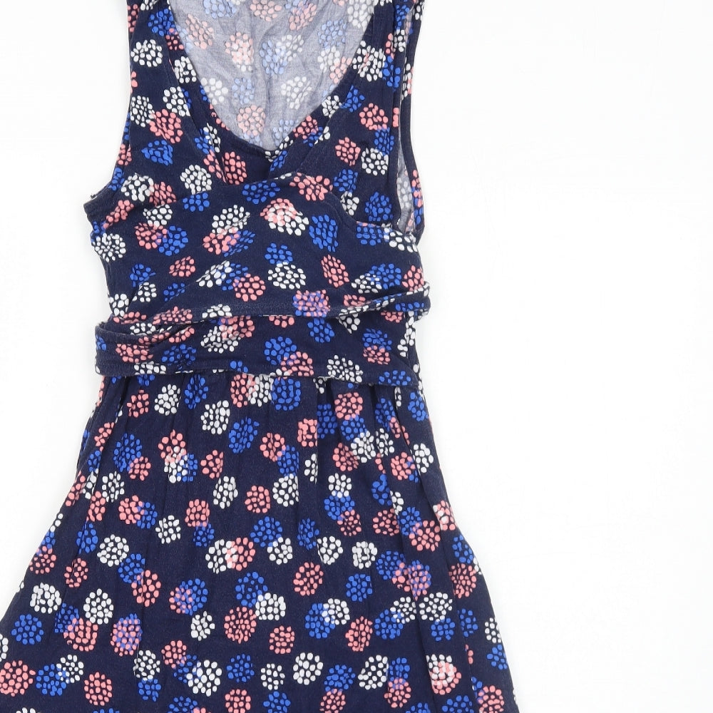 JoJo Maman Bébé Womens Blue Geometric Viscose Trapeze & Swing Size S Round Neck Pullover