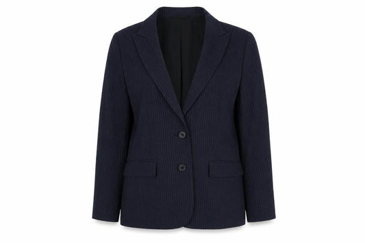 Marks & Spencer Womens Blue Pinstripe Polyester Jacket Suit Jacket Size 12
