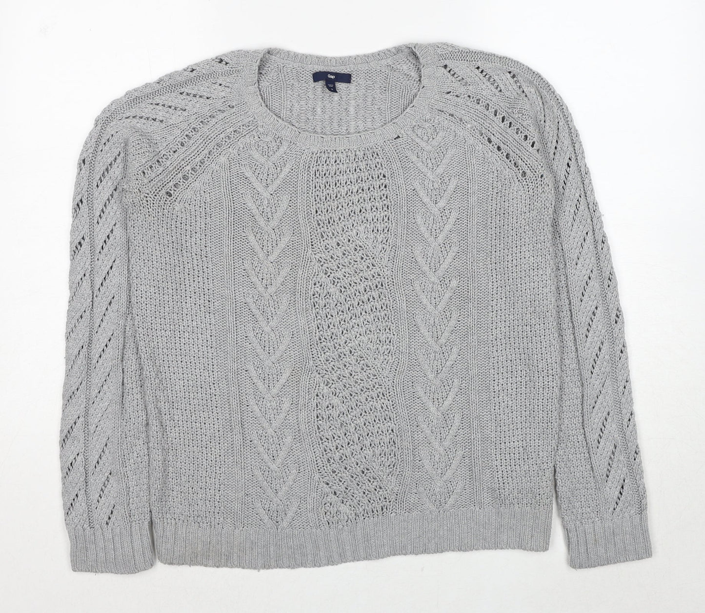 Gap Womens Grey Round Neck Nylon Pullover Jumper Size M