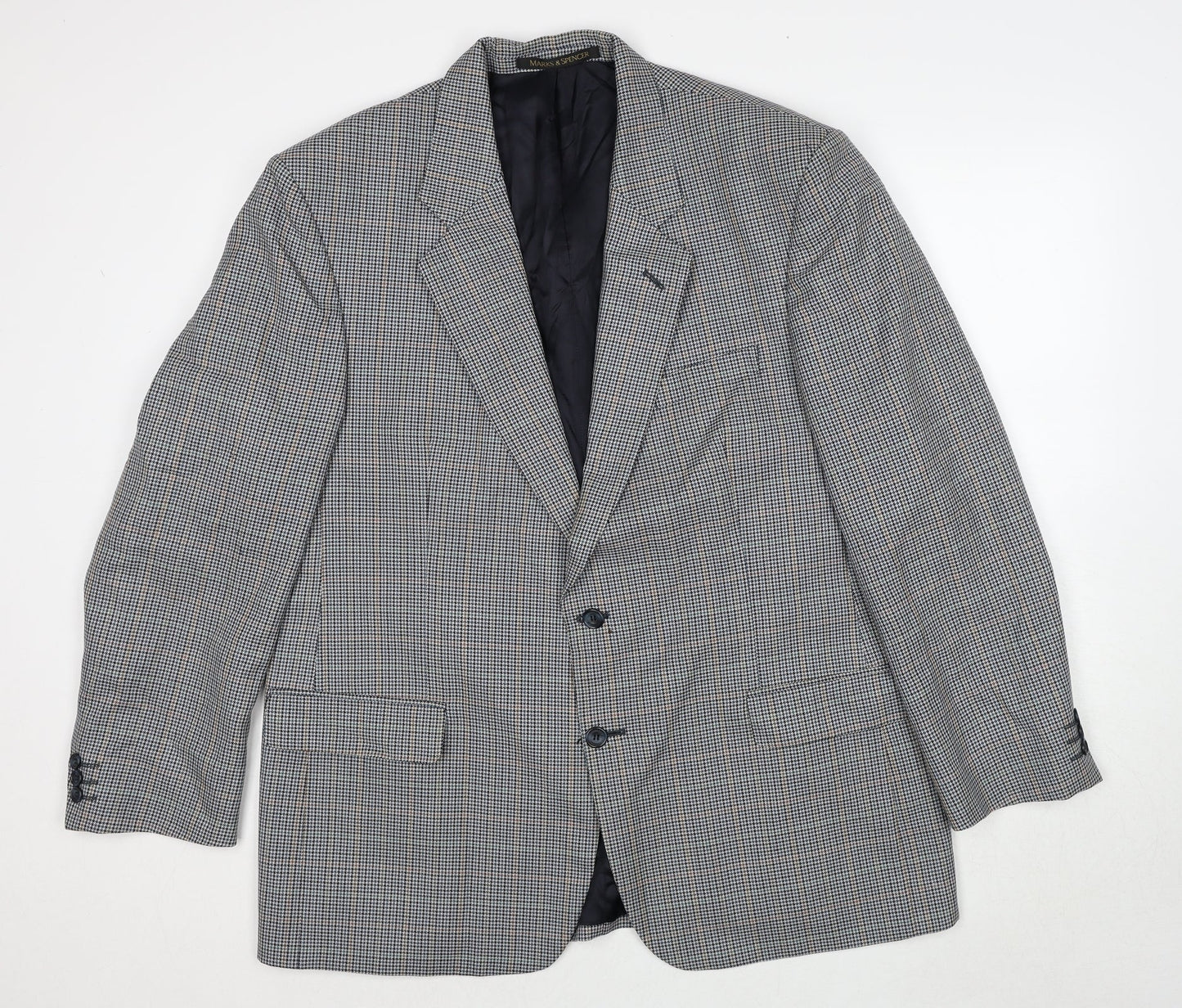 Marks and Spencer Mens Grey Geometric Wool Jacket Suit Jacket Size M Regular