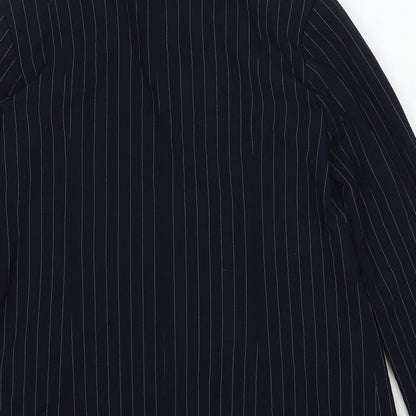 Oasis Womens Blue Striped Polyester Jacket Suit Jacket Size 10