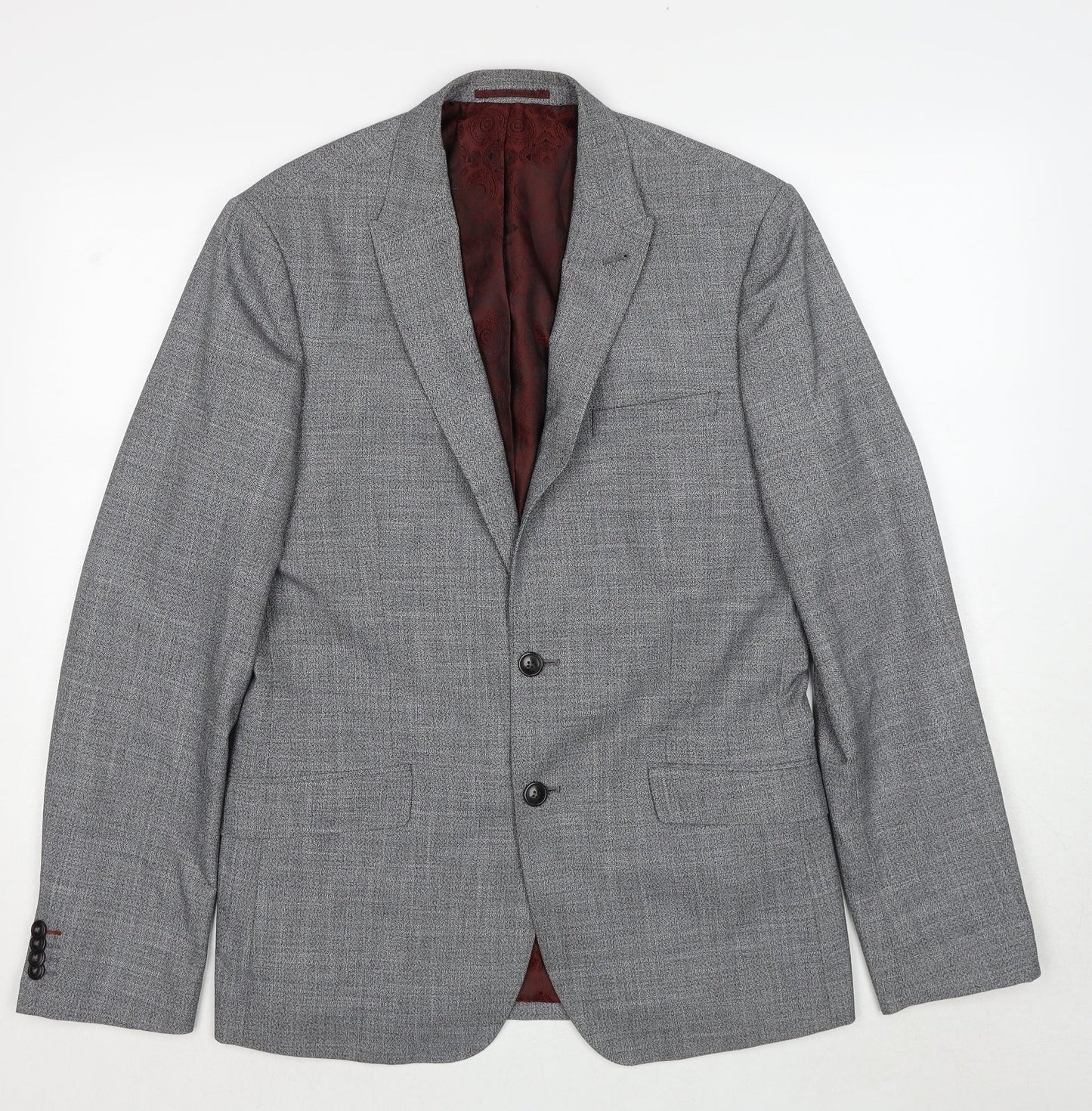 Burton Mens Grey Polyester Jacket Suit Jacket Size 40 Regular