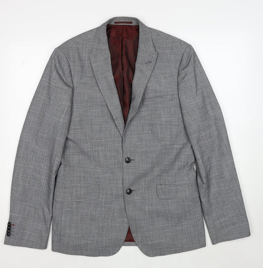 Burton Mens Grey Polyester Jacket Suit Jacket Size 40 Regular