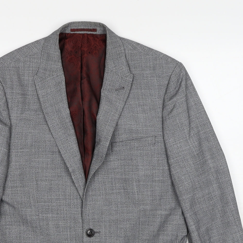 Burton Mens Grey Polyester Jacket Suit Jacket Size 40 Regular