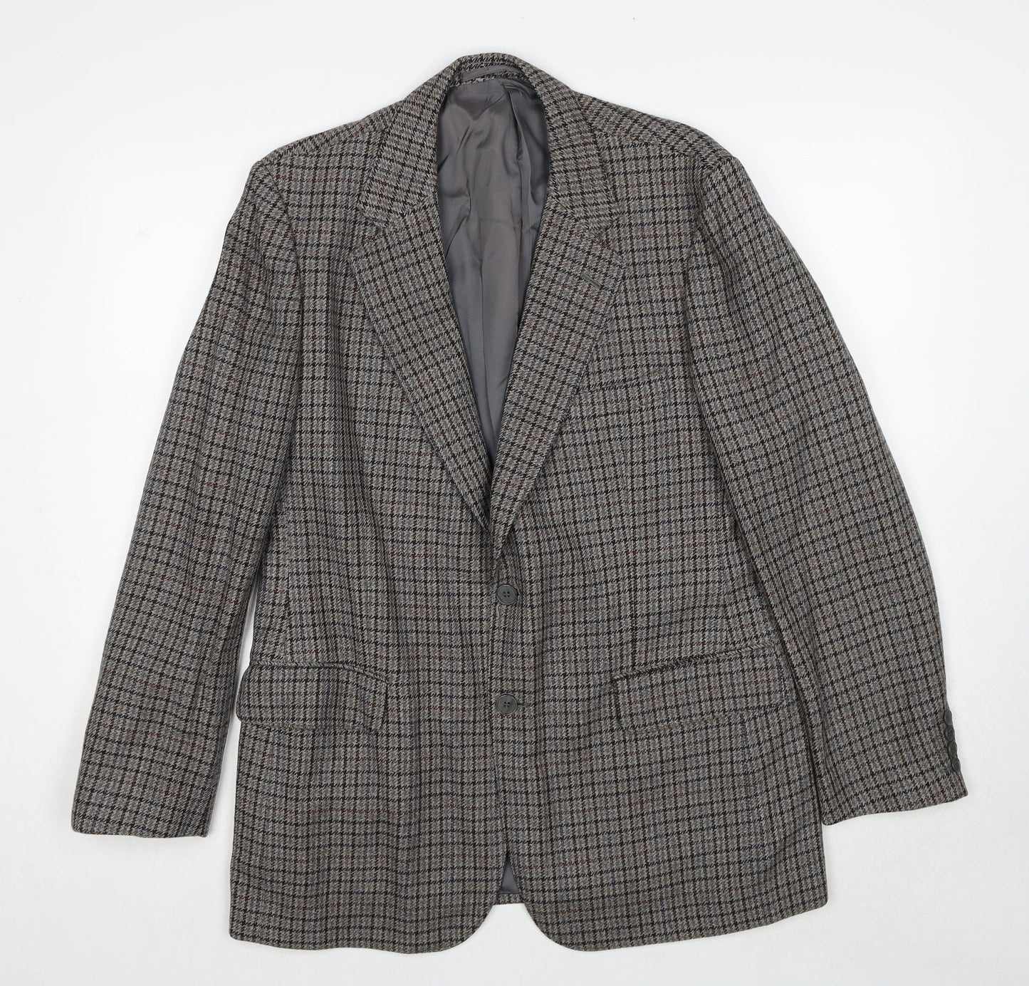 Marks and Spencer Mens Grey Check Wool Jacket Blazer Size M Regular