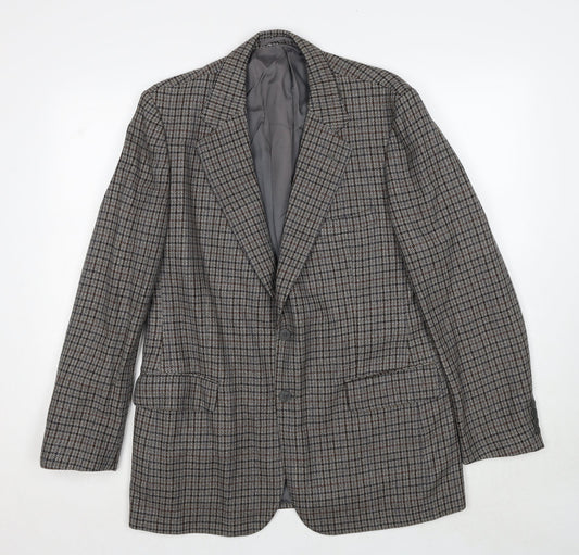 Marks and Spencer Mens Grey Check Wool Jacket Blazer Size M Regular