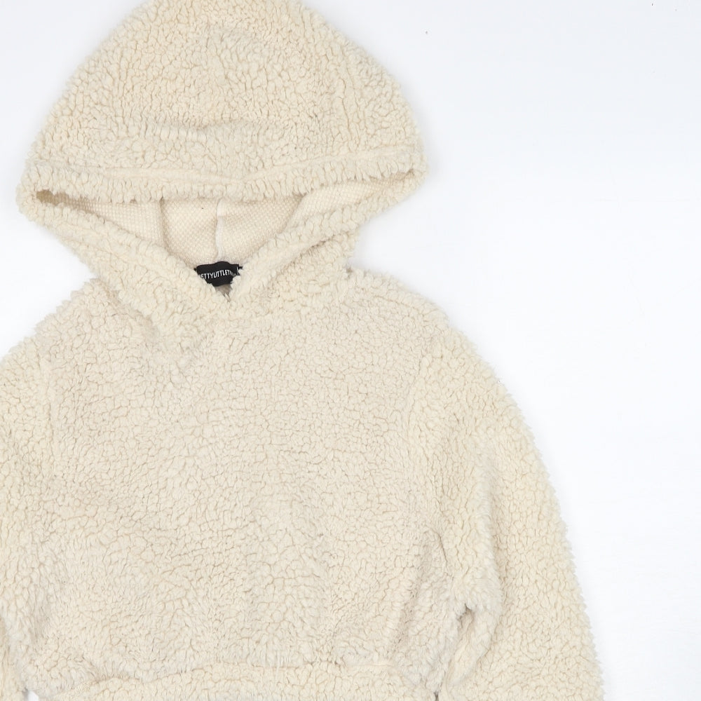 PRETTYLITTLETHING Womens Beige Polyester Pullover Hoodie Size 12 Pullover