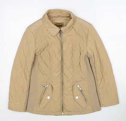 Marks & Spencer Womens Beige Quilted Jacket Size 8 Zip