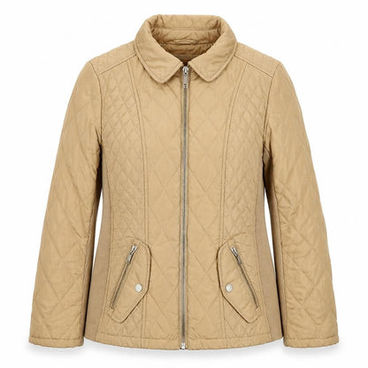 Marks & Spencer Womens Beige Quilted Jacket Size 8 Zip