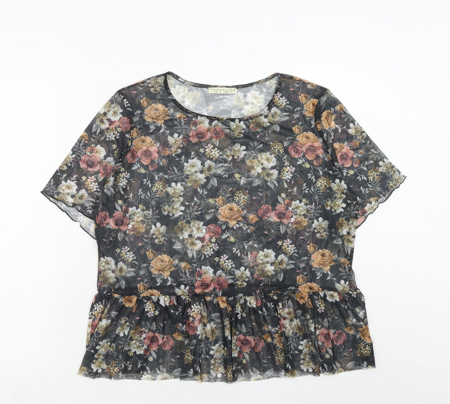 Innocence Womens Multicoloured Floral Polyester Basic Blouse Size 16 Round Neck